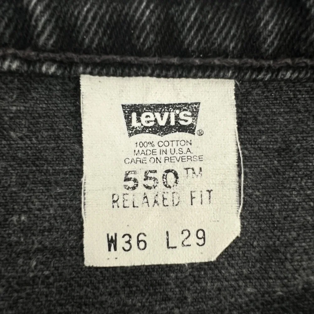 Levi's 550 Black Jeans Men's Size 36 x 29 Relaxed Fit Tapered Red Tag